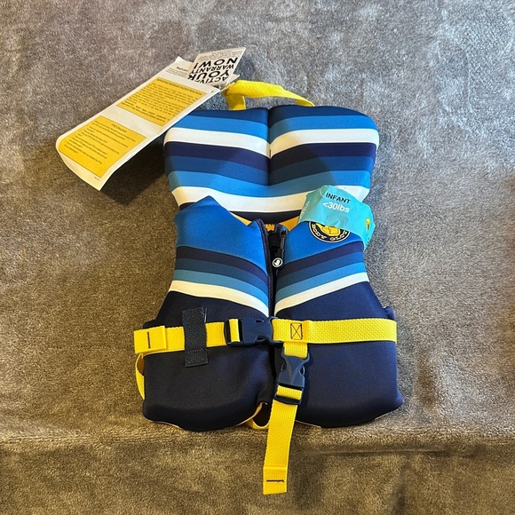 Body Glove Kids Swim Vest - Blue and Yellow Stripes - Picture 1 of 5